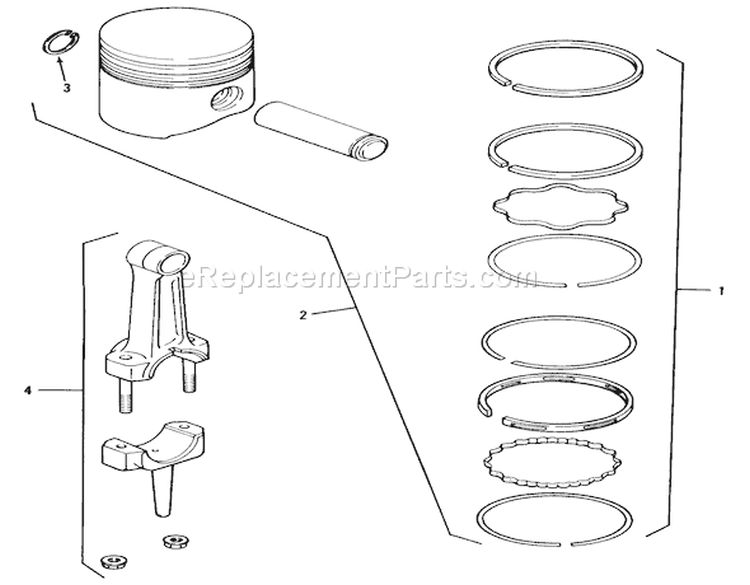 Kohler Piston & Rings Diagram and Parts List for 31-10K802 1000001-1999999 - 1991 Toro Lawn Tractor