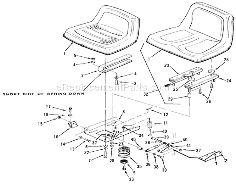 Seat Diagram and Parts List for 31-10K802 1000001-1999999 - 1991 Toro Lawn Tractor