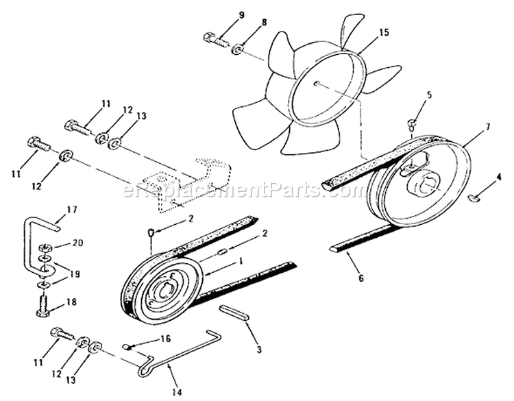 Drive Belt And Pulleys Diagram and Parts List for 31-16O804 2000001-2999999 - 1992 Toro Lawn Tractor