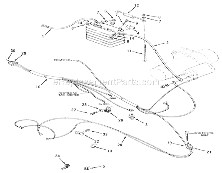 Electrical System-416 Only Diagram and Parts List for 31-16O804 2000001-2999999 - 1992 Toro Lawn Tractor