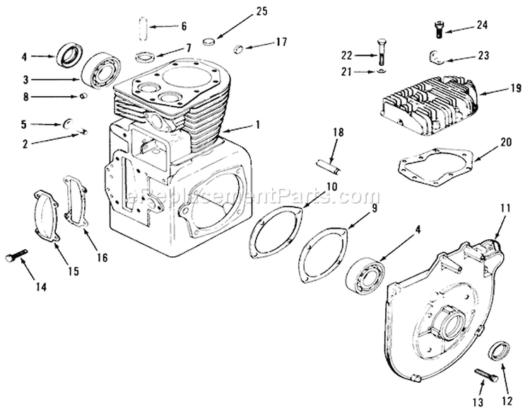 Kohler Crankcase And Cylinder Head Diagram and Parts List for 31-16O804 2000001-2999999 - 1992 Toro Lawn Tractor