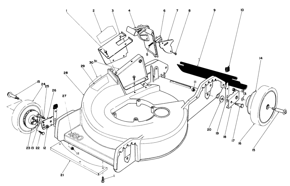 Housing Assembly Diagram and Parts List for 20758 3000001 - 3999999 Toro Lawn Mower