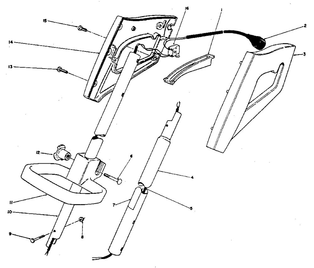 Handle Assembly Diagram and Parts List for 1100  Toro Trimmer