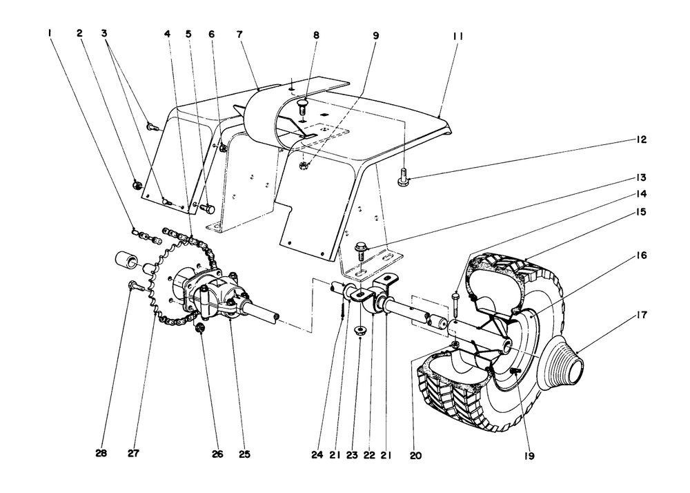 Rear Axle Assembly Diagram and Parts List for 57131 3000001 - 3999999 Toro Lawn Tractor