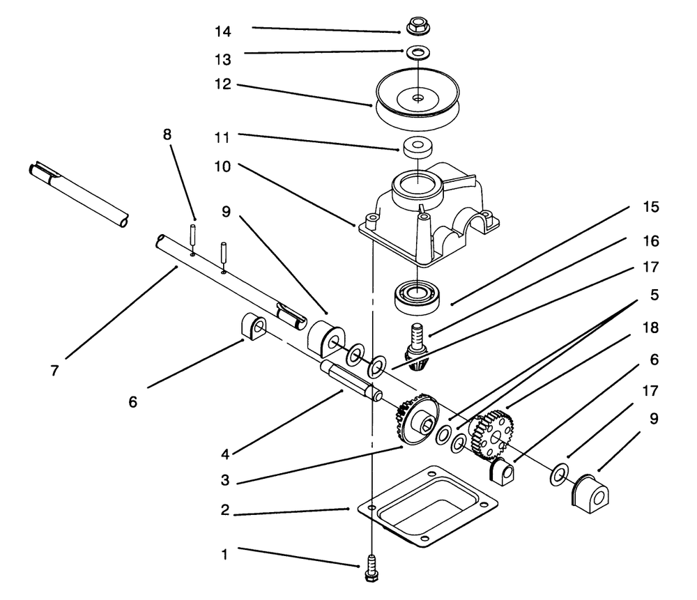 Gear Case Assembly Diagram and Parts List for 20806BC 4900001 - 4999999 Toro Lawn Mower
