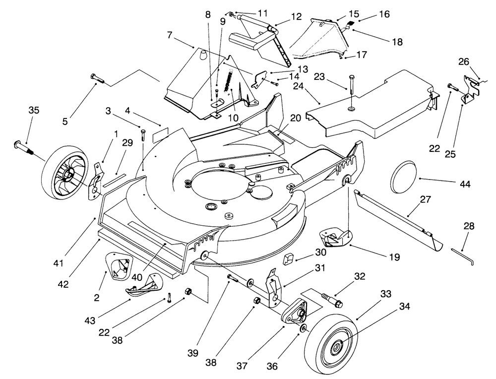 Housing Assembly Diagram and Parts List for 20764BC 49000001 - 49999999 Toro Lawn Mower