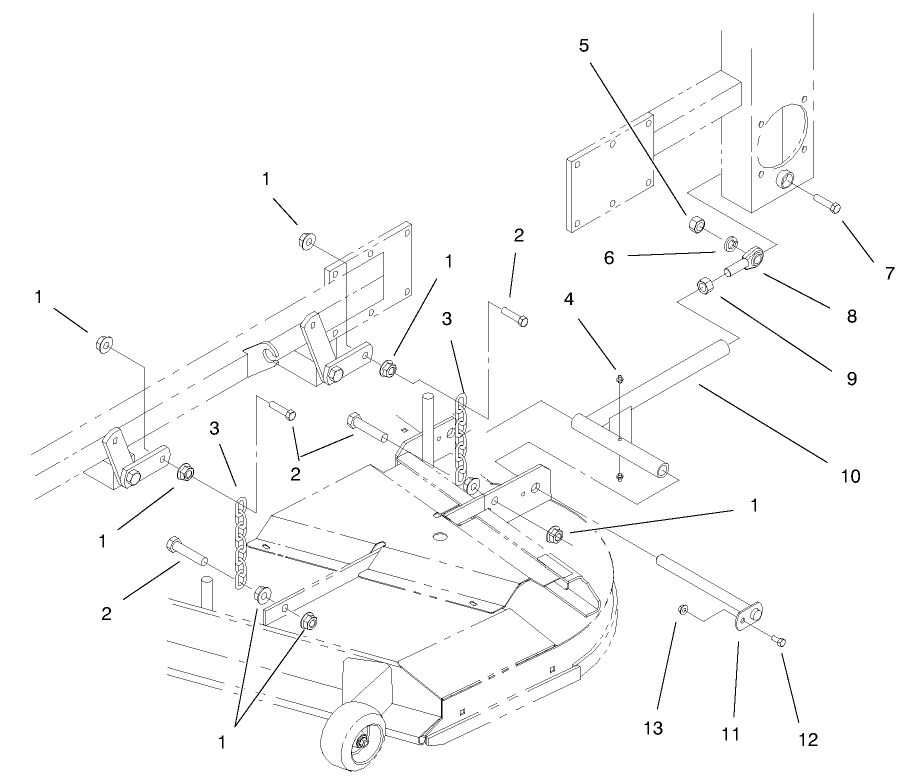 Frame And Deck Assembly Diagram and Parts List for 74212 (991001-999999)(1999) Toro Lawn Mower