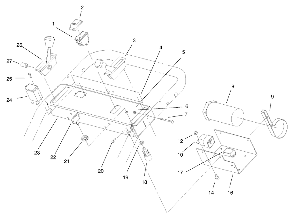 Control Panel Assembly Diagram and Parts List for 30187 790001 - 795000 Toro Lawn Tractor Accessories
