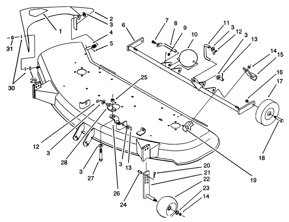 Suspension Assembly Diagram and Parts List for 05-48SS01 2000001 - 2999999 Toro Lawn Mower