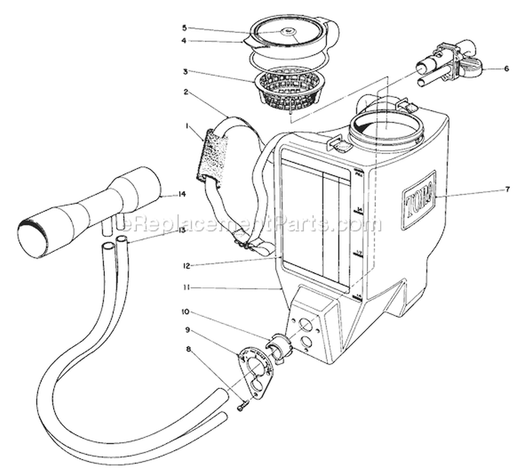 Broadcast Spreader Attachment Model No. 51525 (optional) Diagram and Parts List for 51535 6000001-6999999 - 1986 Toro Leaf Blower / Vacuum