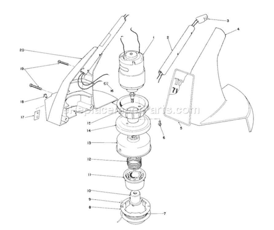 Page A Diagram and Parts List for 51555 0000001-09999991990 Toro Trimmer