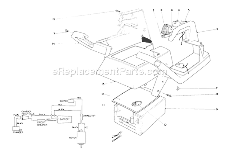 Upper Case Assembly Diagram and Parts List for 51560C 8000001-8999999 - 1988 Toro Trimmer