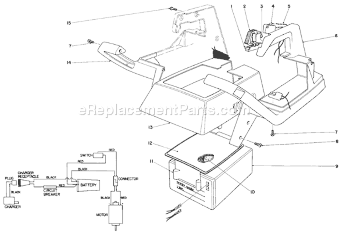 Upper Case Assembly Diagram and Parts List for 51561 0000001-09999991990 Toro Trimmer