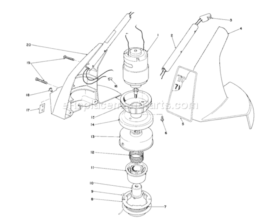 Motor Housing Assembly Diagram and Parts List for 51561 1000001-19999991991 Toro Trimmer