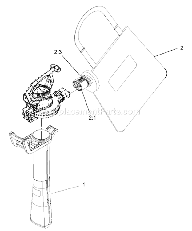 Vacuum Tube And Bag Assembly Diagram and Parts List for 51569 260000001-2609999992006 Toro Leaf Blower / Vacuum