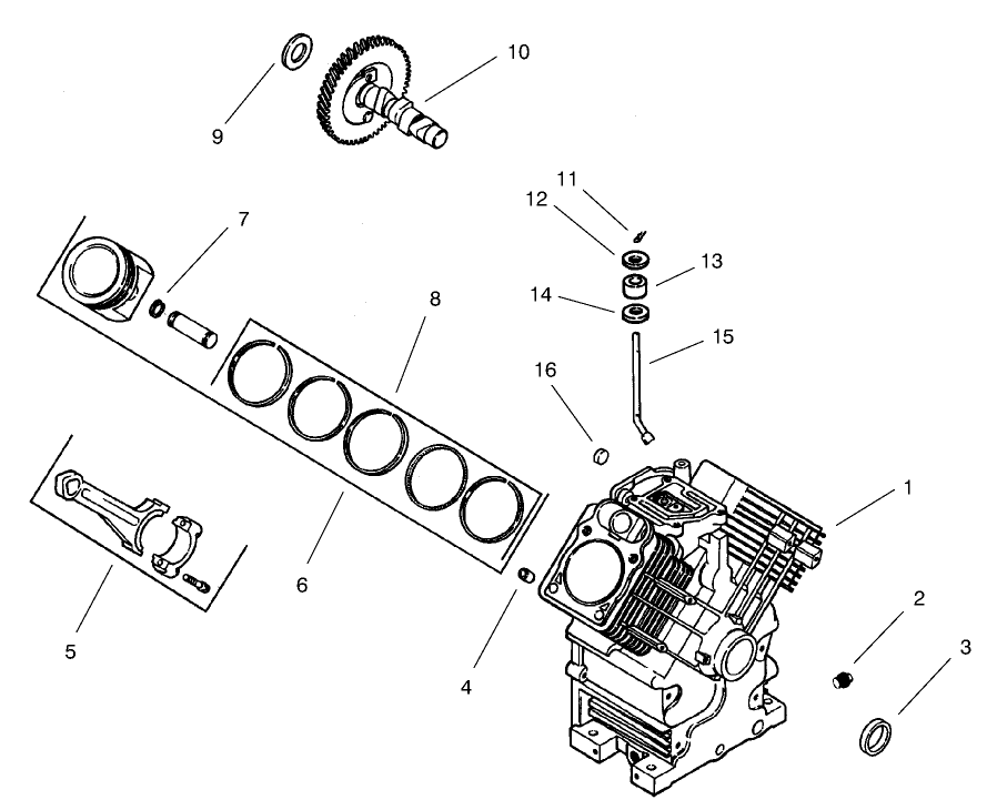 Group 2-Crankcase Diagram and Parts List for 73561 9900001 - 9999999 Toro Lawn Tractor