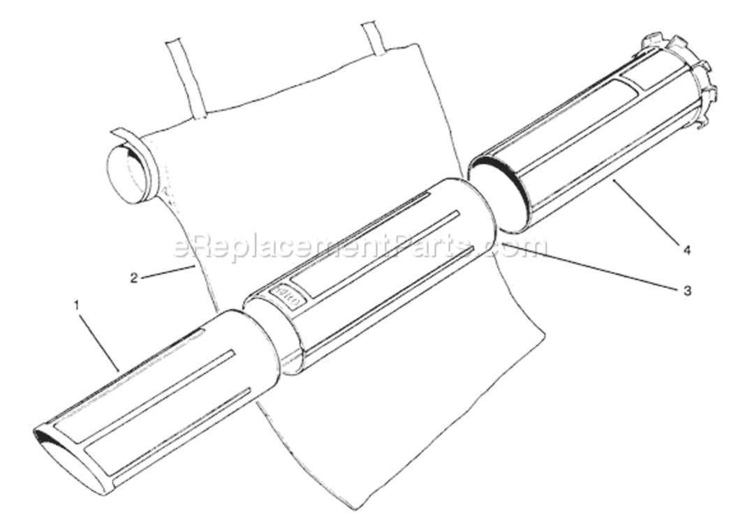 Vacuum Tubes And Bagging Kit Model No. 51533 Diagram and Parts List for 51575 39000001-399999991993 Toro Leaf Blower / Vacuum