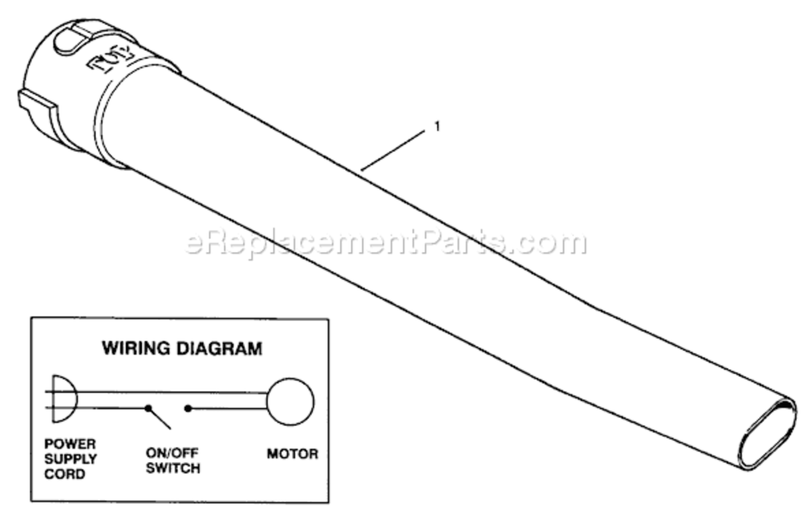 Blower Tube Diagram and Parts List for 51580 69000001-699999991996 Toro Leaf Blower / Vacuum