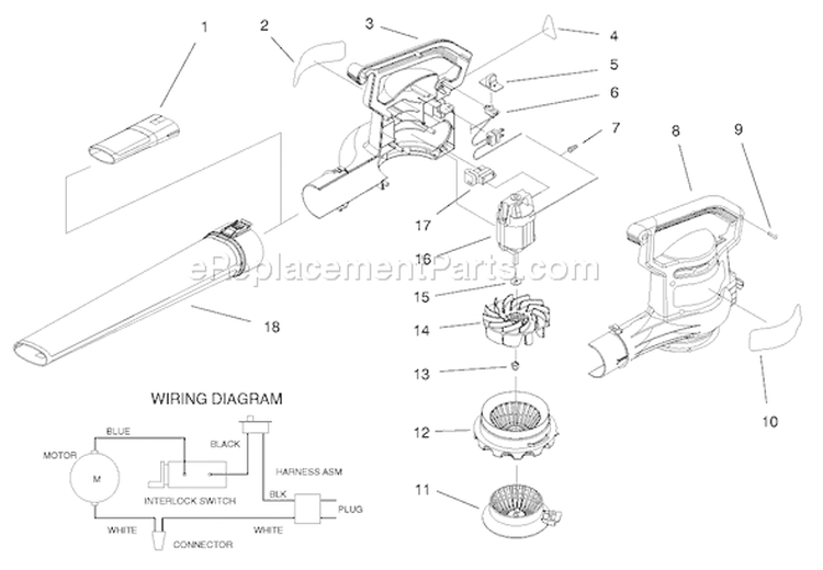 First Page Diagram and Parts List for 51587 99000001-99100000 - 1999 Toro Leaf Blower / Vacuum