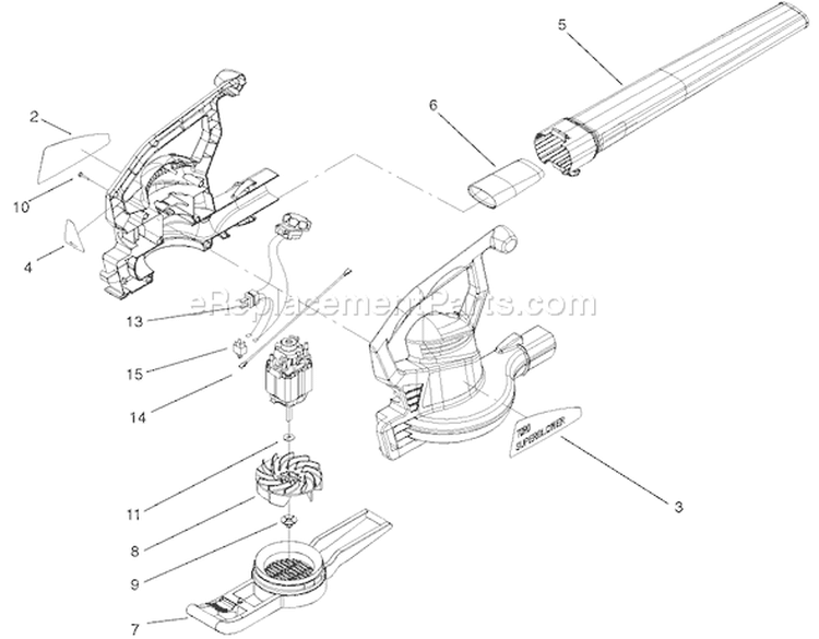 Blowervac Assembly Diagram and Parts List for 51591 240000001-2409999992004 Toro Leaf Blower / Vacuum