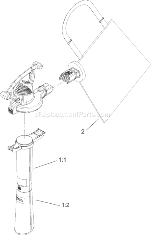 Bagging Assembly Diagram and Parts List for 51599 270000001-2700719992007 Toro Leaf Blower / Vacuum
