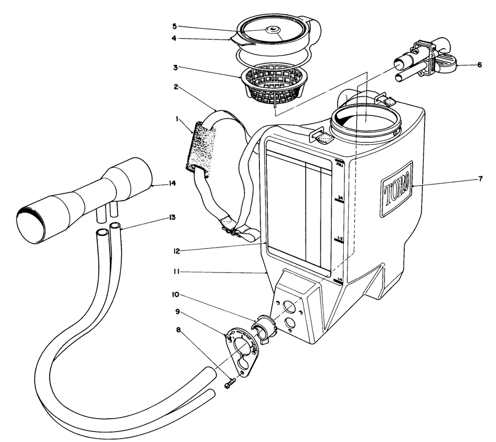 Broadcast Spreader Attachment Model No. 51525 (Optional) Diagram and Parts List for 51535 6000001 - 6999999 Toro Leaf Blower / Vacuum