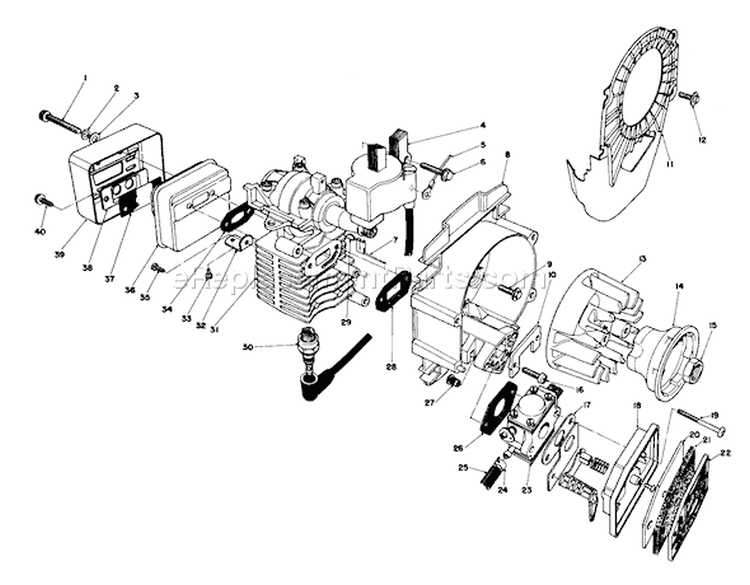 Engine Diagram and Parts List for 51604 2000001-2999999 - 1982 Toro Trimmer