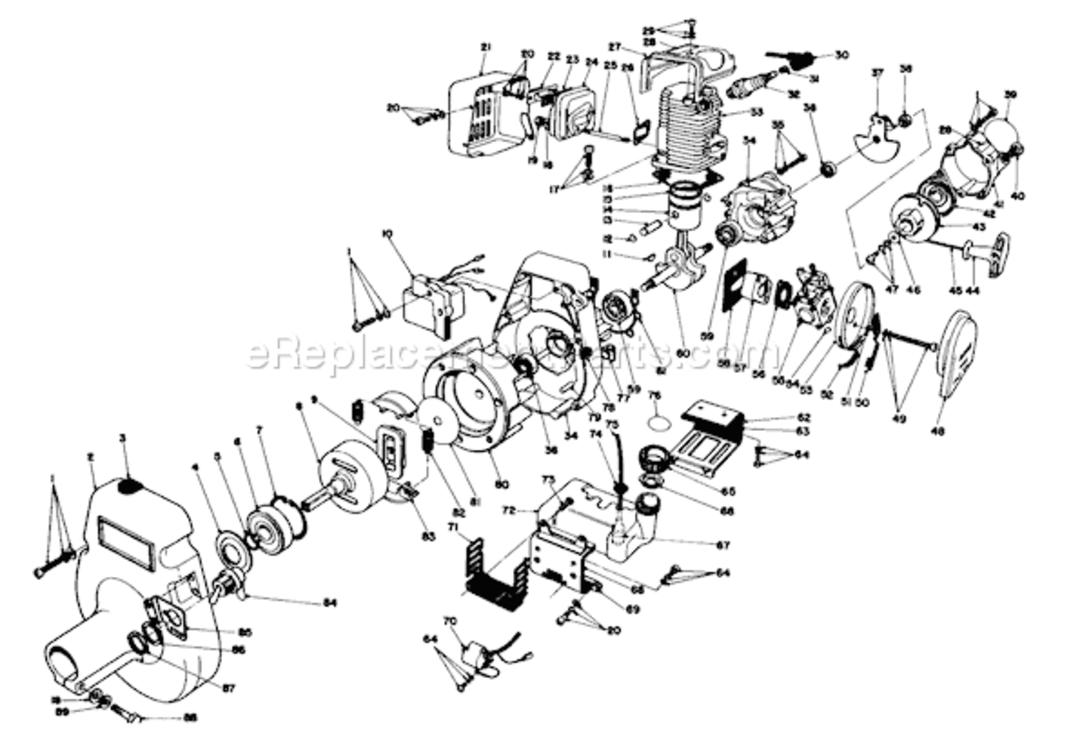 Engine Diagram and Parts List for 51607 2000001-29999991982 Toro Trimmer