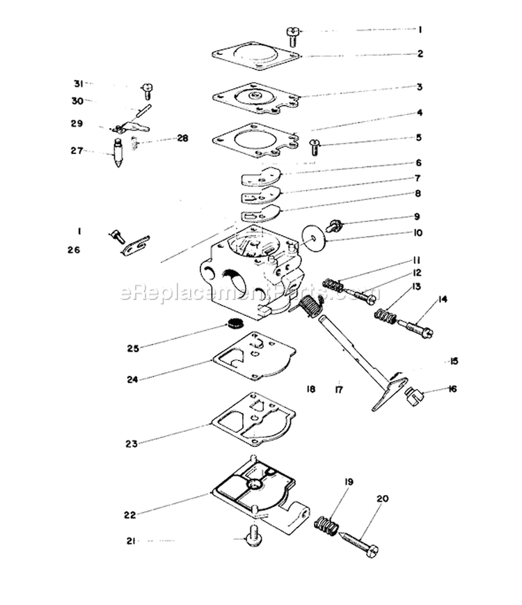 Carburetor Diagram and Parts List for 51607 3000001-3999999 - 1983 Toro Trimmer