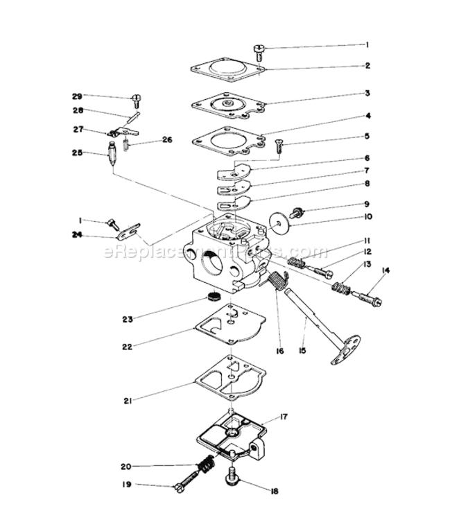Carburetor Diagram and Parts List for 51608 2000001-29999991982 Toro Trimmer