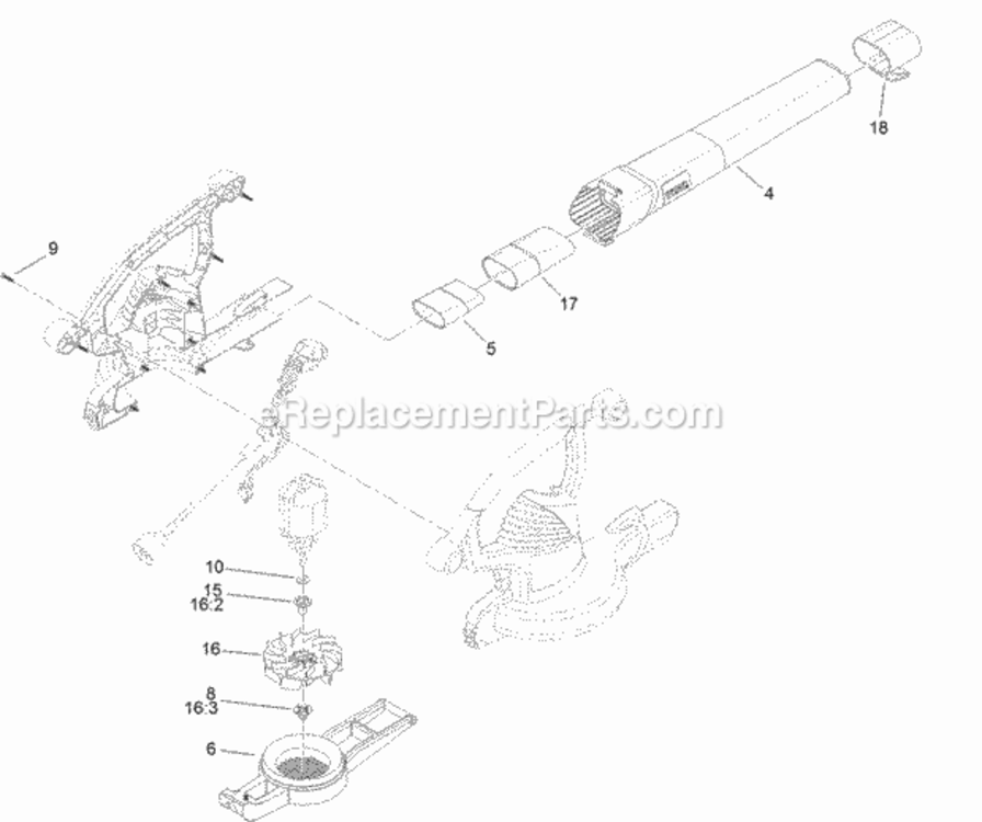 Impeller_And_Tube_Assembly Diagram and Parts List for 51609 315000001 - 315999999 Toro Leaf Blower / Vacuum