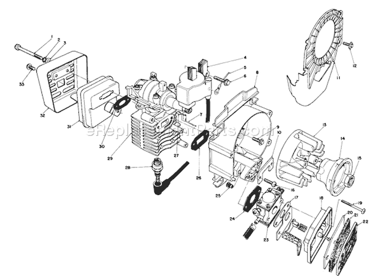 Engine Diagram and Parts List for 51616 3000001-3999999 - 1983 Toro Trimmer
