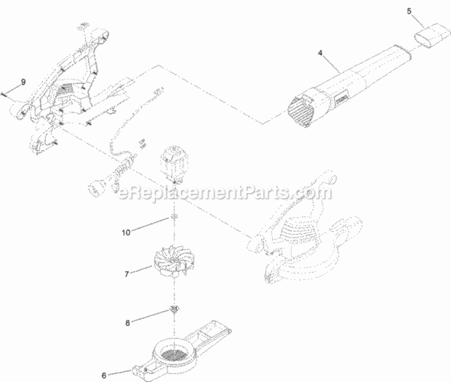 Impeller_And_Tube_Assembly Diagram and Parts List for 51618 315000001 - 315999999 Toro Leaf Blower / Vacuum