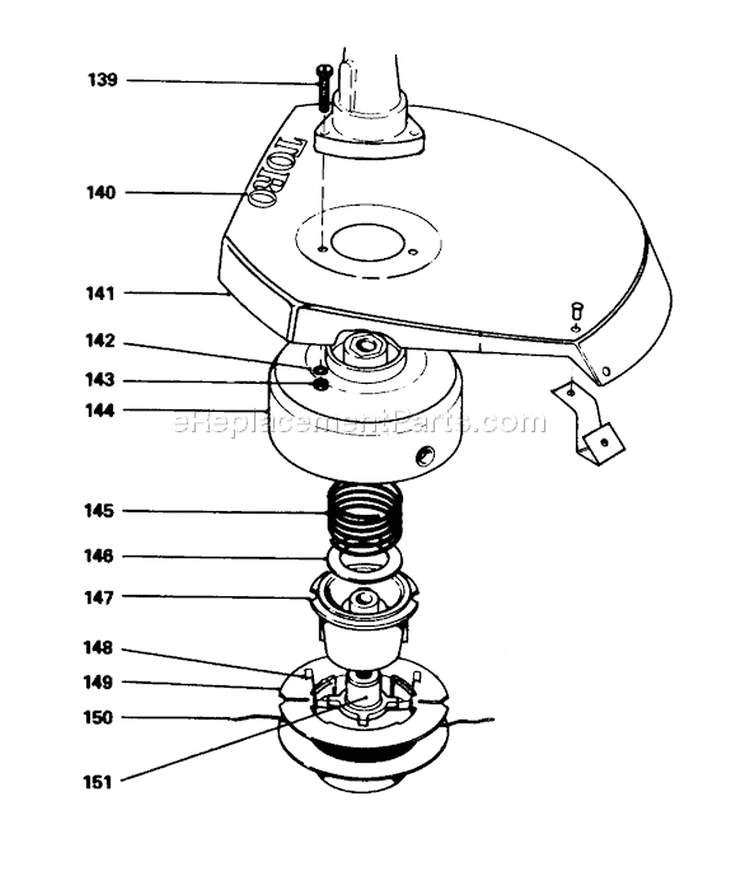 Cutter Head Diagram and Parts List for 51625 9000001-9999999 - 1979 Toro Trimmer