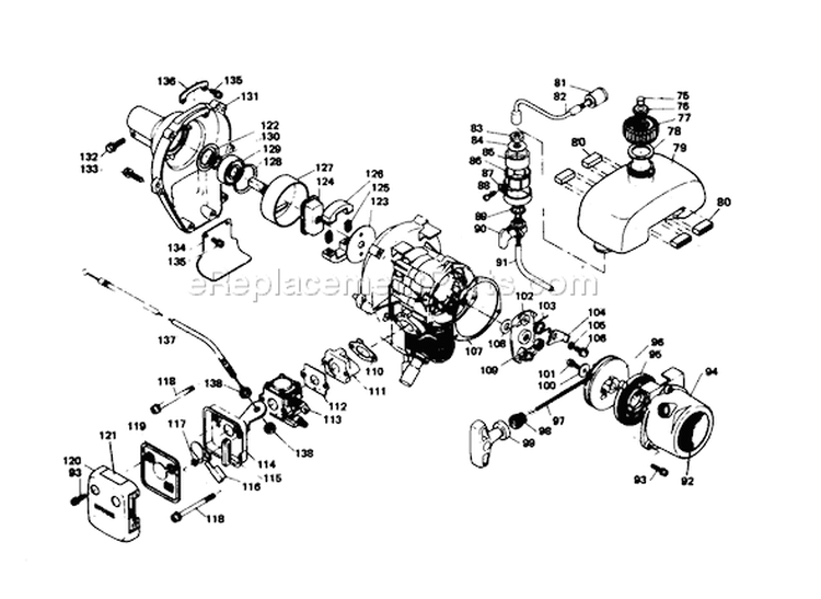 Fuel Tank Assembly Diagram and Parts List for 51625 9000001-9999999 - 1979 Toro Trimmer