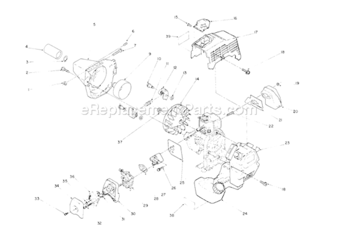 Engine Diagram and Parts List for 51637 0000001-09999991990 Toro Trimmer