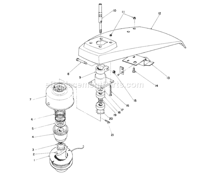 Trimmer Head Assembly Diagram and Parts List for 51637 0000001-09999991990 Toro Trimmer