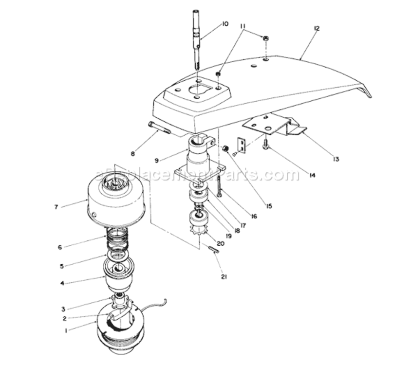 Cutter Head Diagram and Parts List for 51637 1000001-19999991991 Toro Trimmer