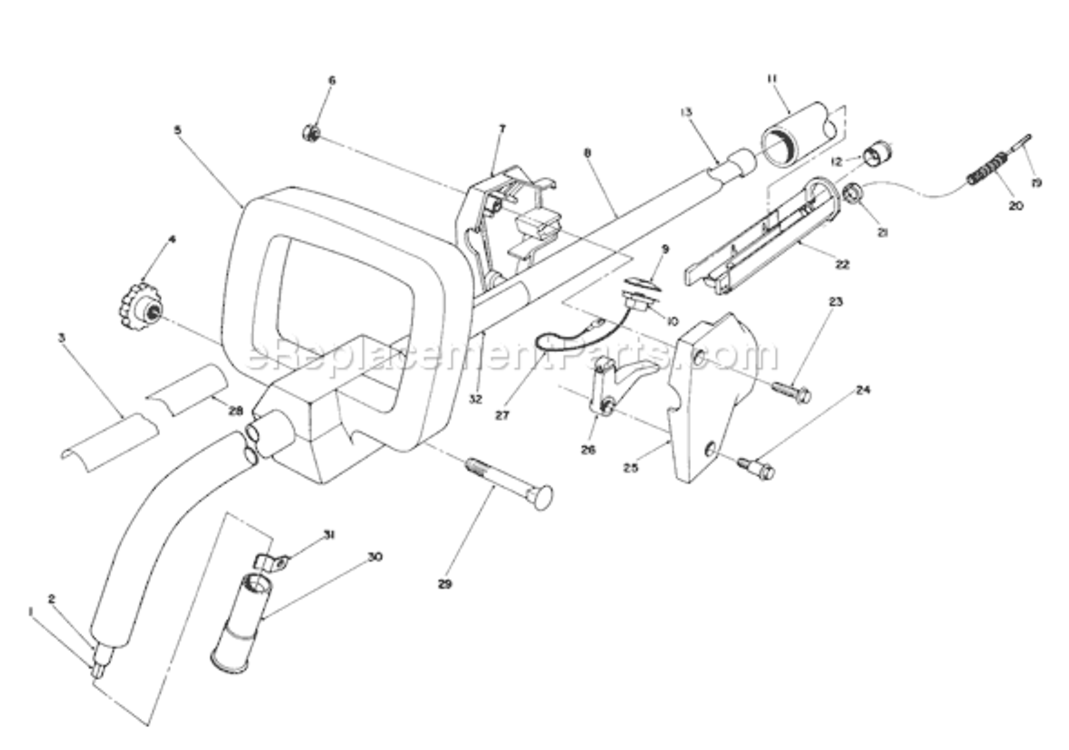 Handle Assembly Diagram and Parts List for 51637 1000001-19999991991 Toro Trimmer