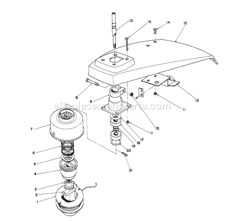 Cutter Head Diagram and Parts List for 51637 2000001-2999999 - 1992 Toro Trimmer