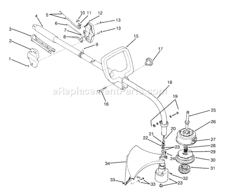 Handle Assembly Diagram and Parts List for 51638 4900001-49999991994 Toro Trimmer