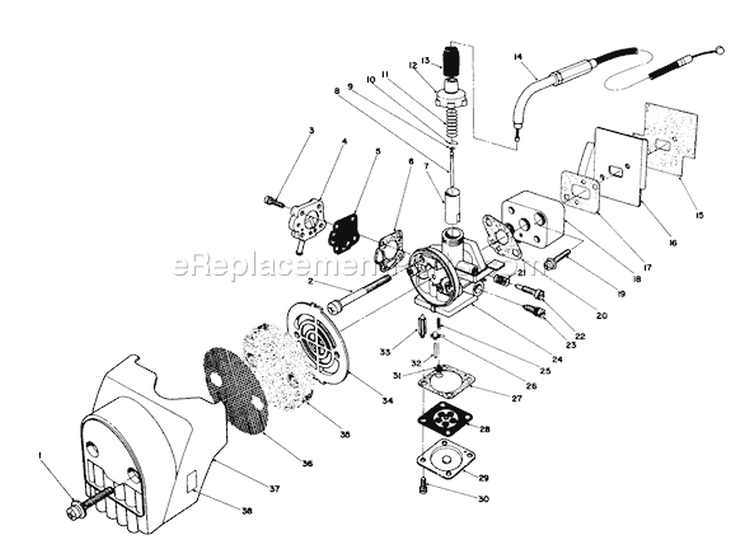 Air Cleaner & Carburetor Assembly Diagram and Parts List for 51641 5000001-5999999 - 1985 Toro Trimmer
