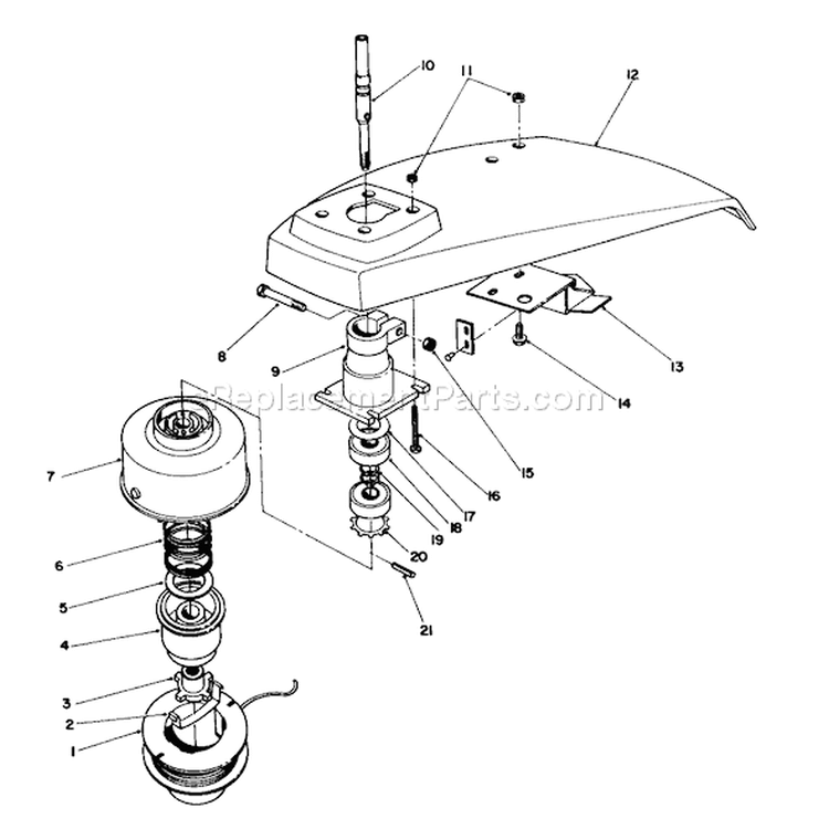 Trimmer Head Assembly Diagram and Parts List for 51641 5000001-5999999 - 1985 Toro Trimmer
