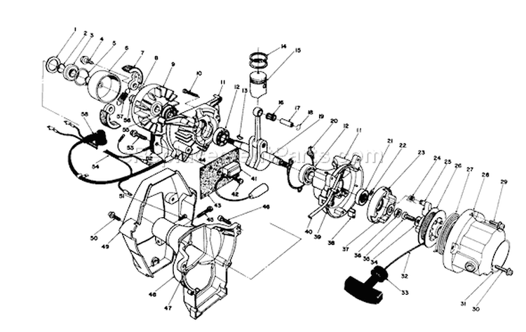 Engine Diagram and Parts List for 51641 6000001-6999999 - 1986 Toro Trimmer