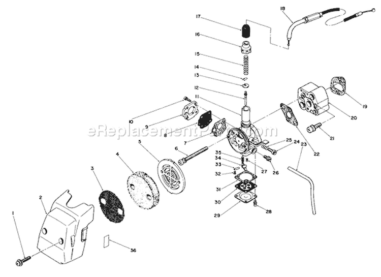 Air Cleaner & Carburetor Assembly Diagram and Parts List for 51642 6000001-6999999 - 1986 Toro Trimmer