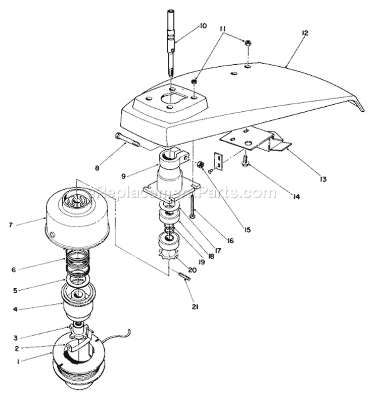 Trimmer Head Assembly Diagram and Parts List for 51642 6000001-6999999 - 1986 Toro Trimmer