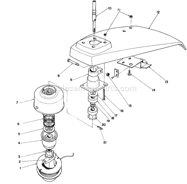 Trimmer Head Assembly Diagram and Parts List for 51642 7000001-7999999 - 1987 Toro Trimmer