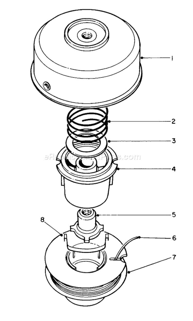 Single Line Tap and Trim Head Diagram and Parts List for 51643 6000001-6999999 - 1986 Toro Trimmer