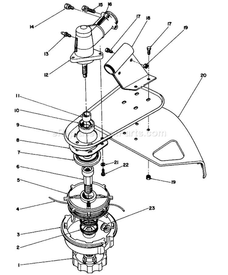 Trimmer Head & Gear Box Assembly Diagram and Parts List for 51643 6000001-6999999 - 1986 Toro Trimmer