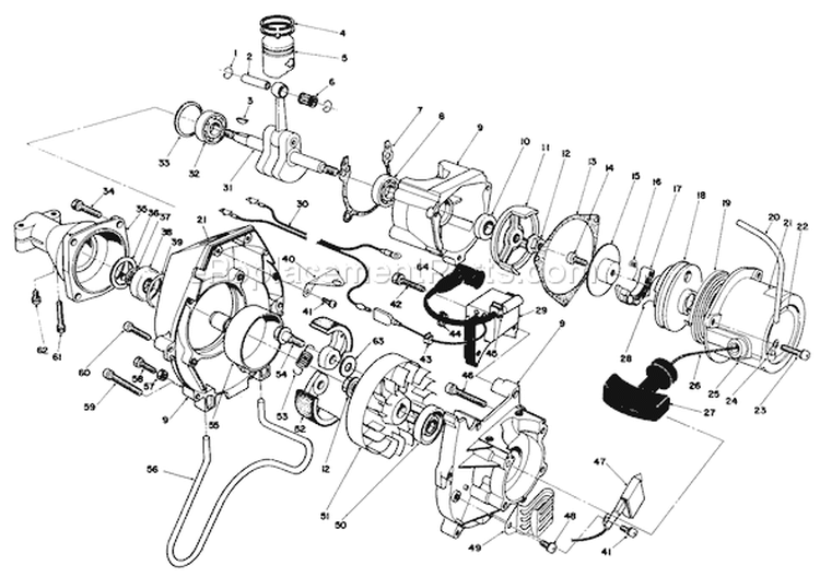 Engine Diagram and Parts List for 51643 6000001-6999999 - 1986 Toro Trimmer